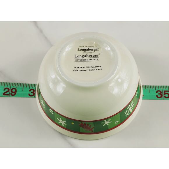 Longaberger Pottery Small Holiday Bowl 4 1/4" Christmas Snowflake Pattern Vtg - Picture 10 of 12